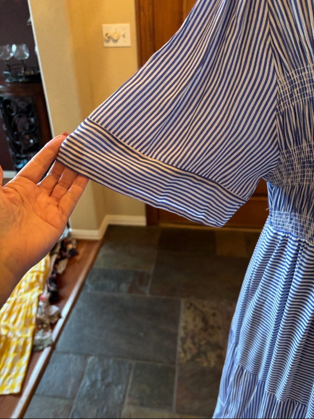 Women's Light Blue Striped Maxi Dress with Button Front - Picture 3 of 7